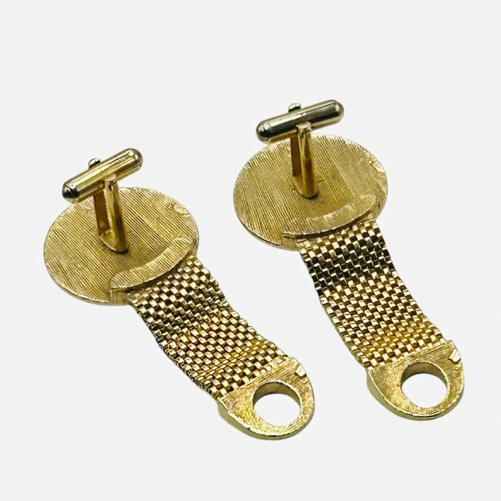Vintage Swank Delft Porcelain Scenic Windmill Mess Cufflinks